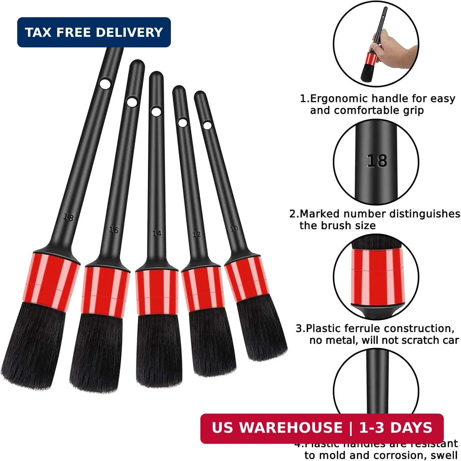 10pcs Auto Car Detailing Brush Set Car Interior Cleaning Kit Includes 5 Boar Hai
