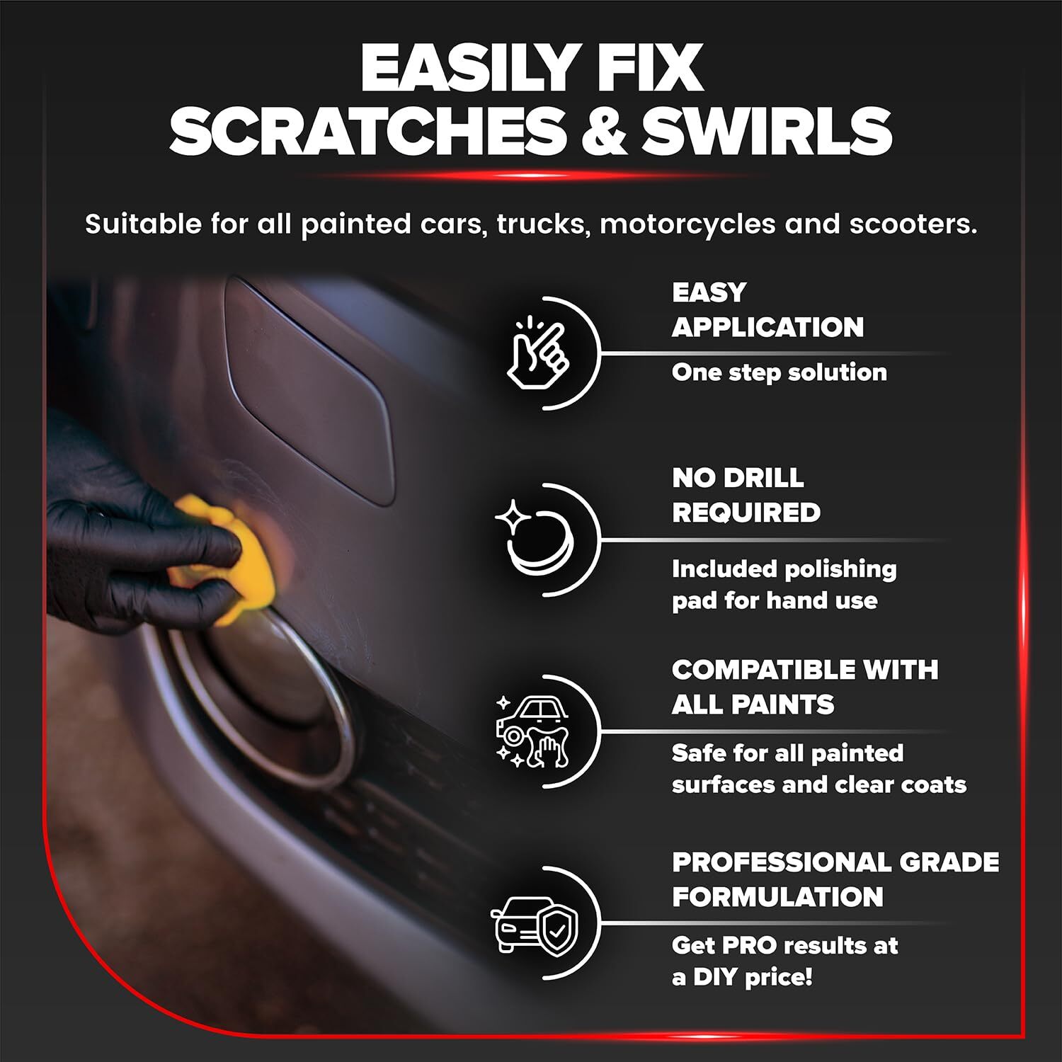 Black Car Scratch Remover – Ultimate and Swirl for Dark Paints – Solvent & Pa…
