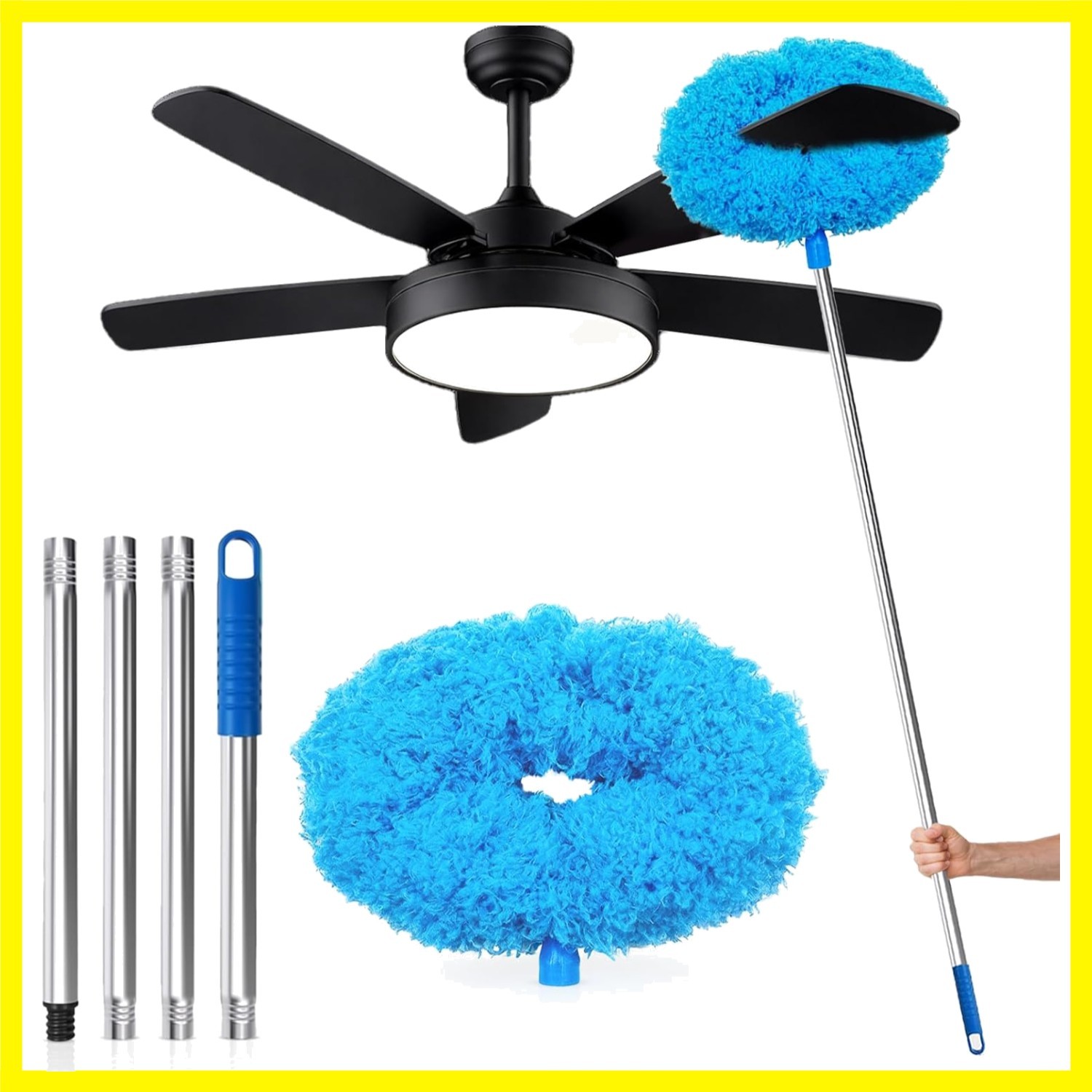 Ceiling Fan Cleaner Duster with Extension Pol, 12 to 51 Inch Duster Length, R…