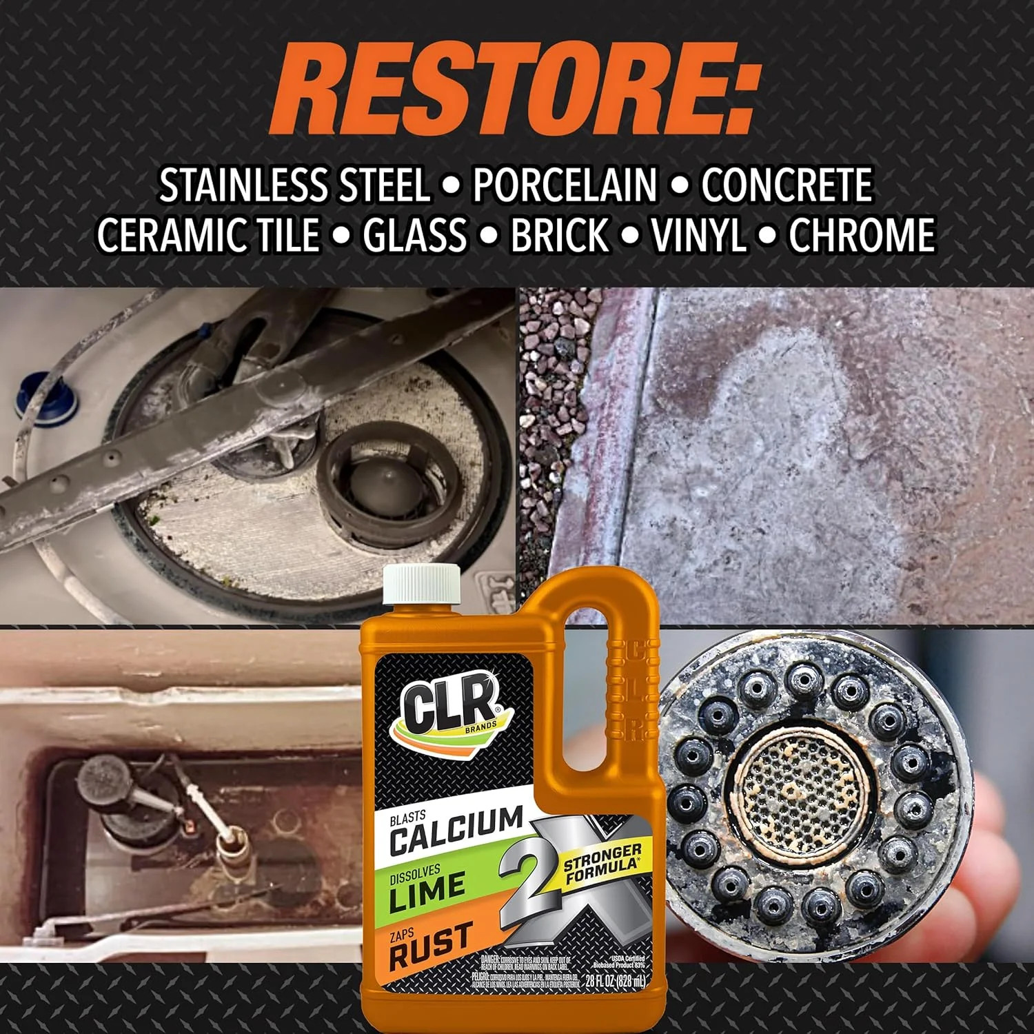 CLR Brands 2X Calcium Lime and Rust Remover – 28oz Jug
