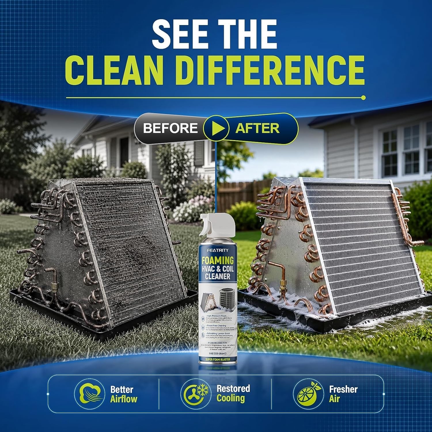 Foaming AC Coil Cleaner: No-Rinse Deep Cleaning Spray for Evaporator and Cond…
