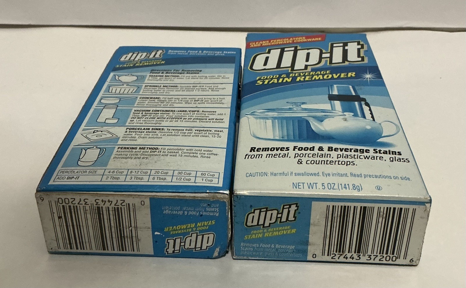 Dip-It Food & Beverage Stain Remover 2-5 oz Boxes Hard Powder Vintage