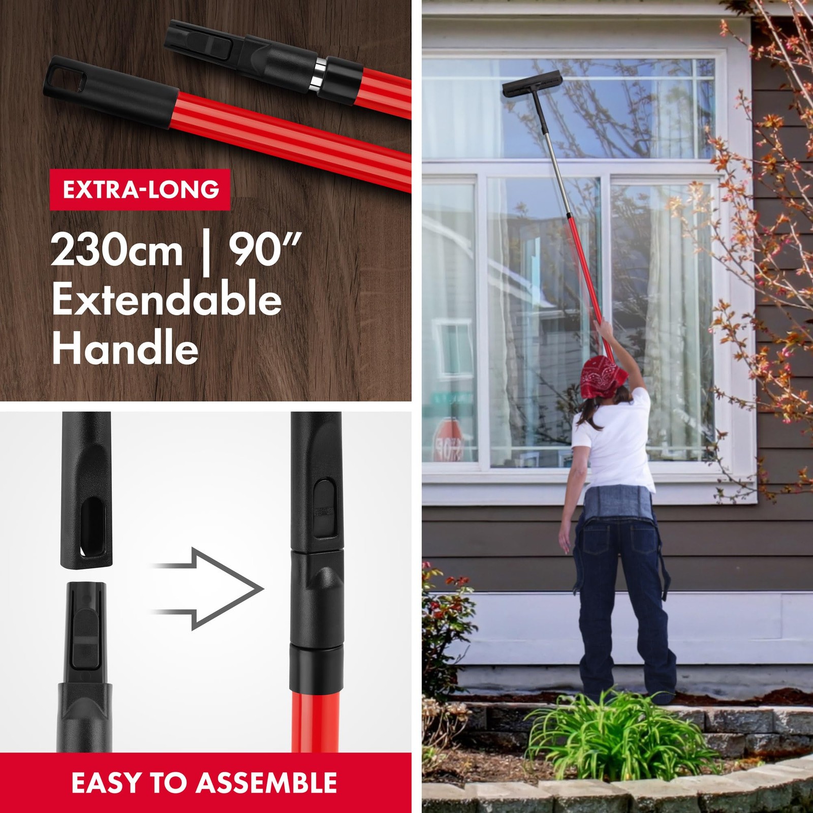 Tyroler 2-in-1 High Window Cleaner Tool with 4.5 to 7.5 ft Extendable Handle …