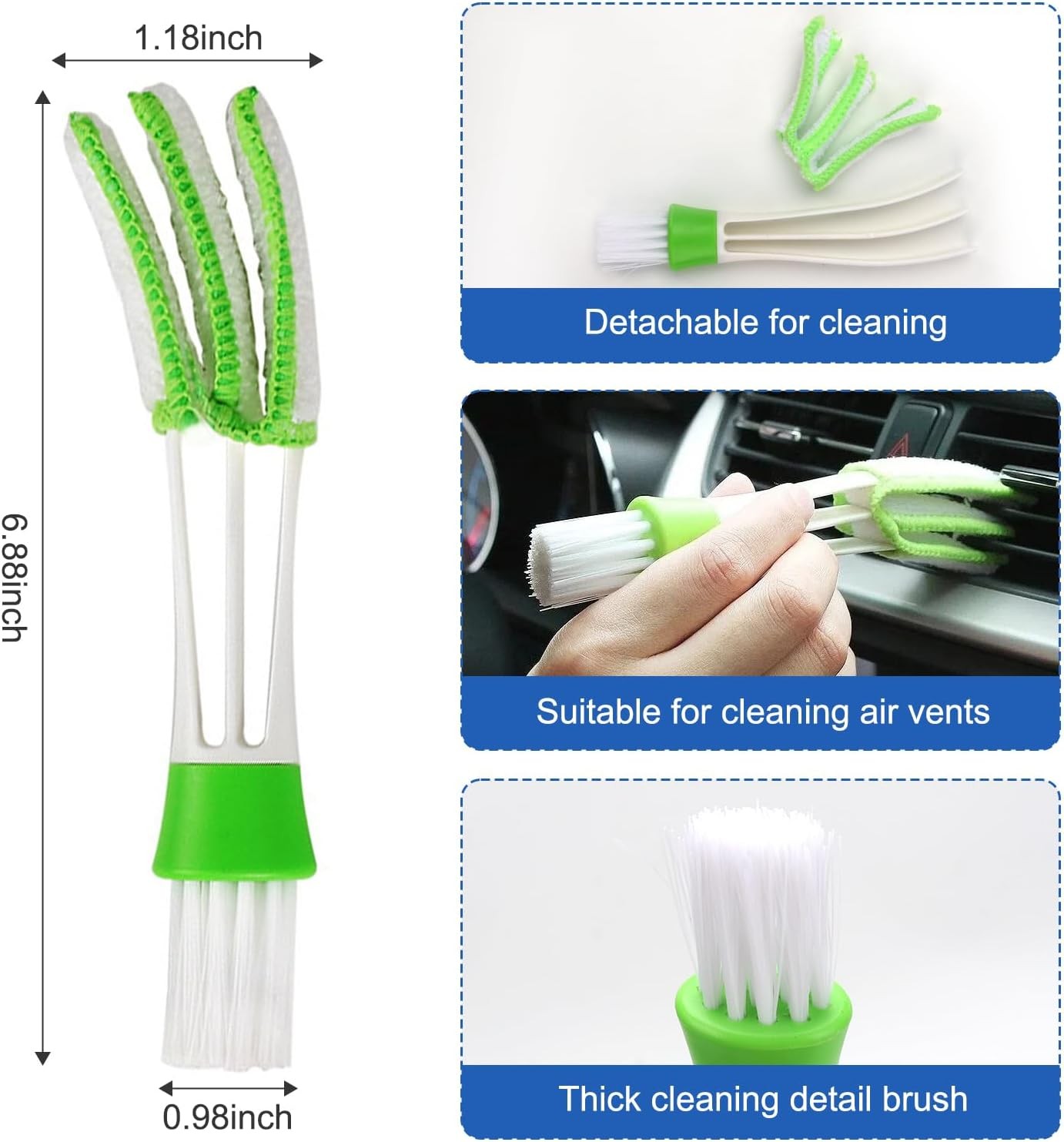 Auto Car Detailing Brush Set Car Interior Cleaning Kit Includes 3 Boar Hair Deta