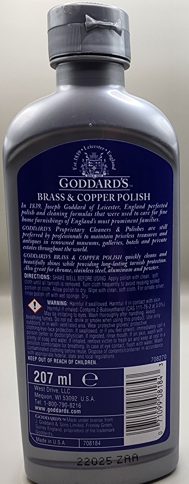 Goddard’s Brass & Copper Polish Cleans, Shines, Dissolves Tarnish 7oz