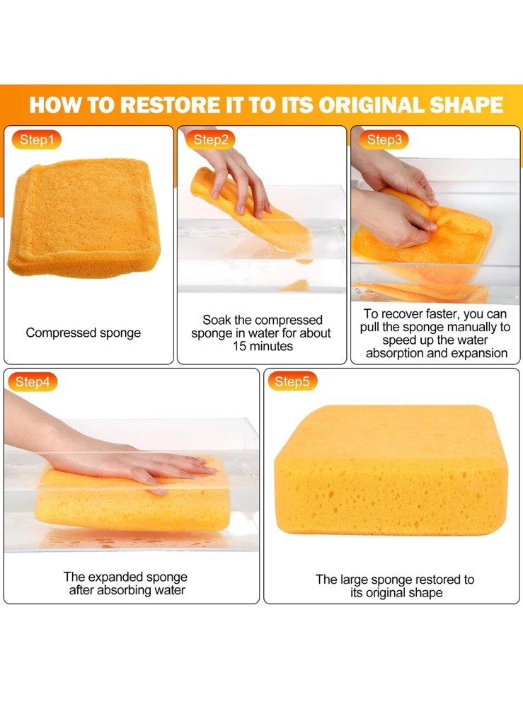 Tioncy 6 Pcs Large Foam Sponges 7.5 x 5.5 x 1.9 Inch Grouting Car Wash
