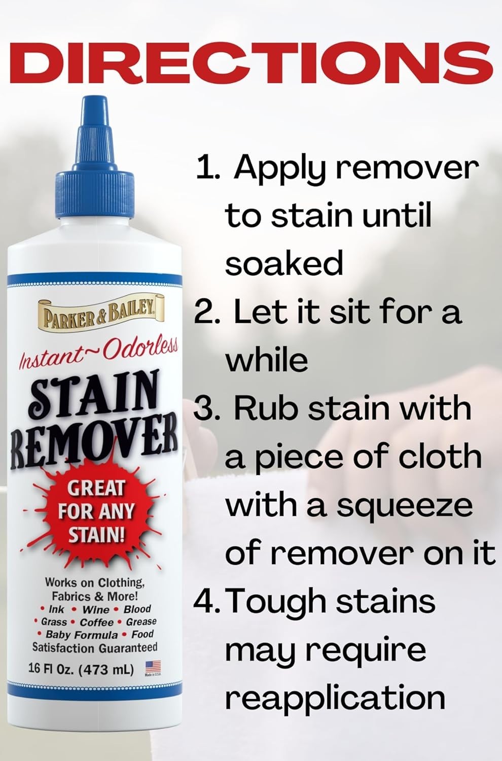 Parker and Bailey Stain Remover – 16oz Odorless Formula for Carpet & Furniture