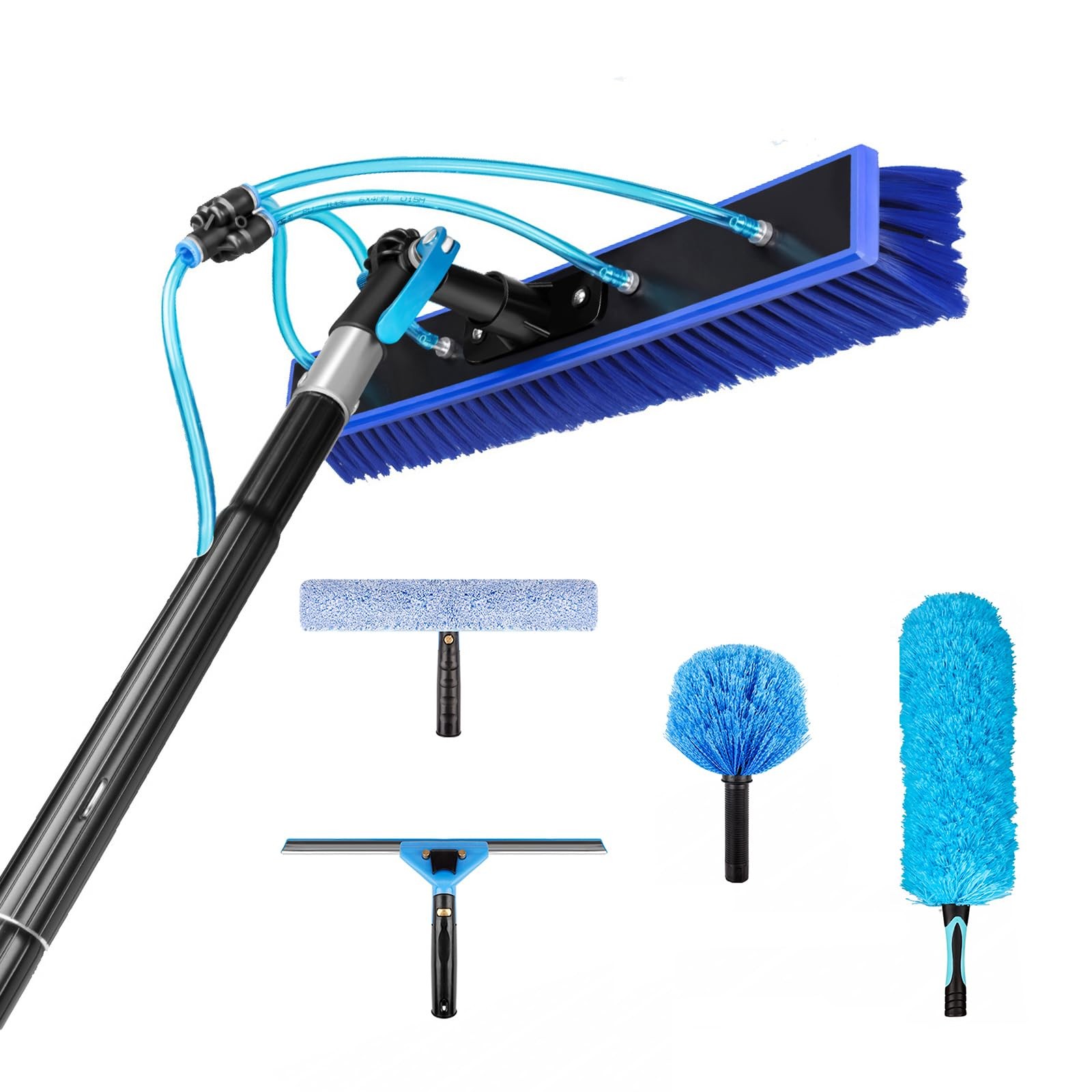 26FT Window Cleaning Brush Kit, 4-26ft Adjustable Water Fed Pole Kit, Solar P…