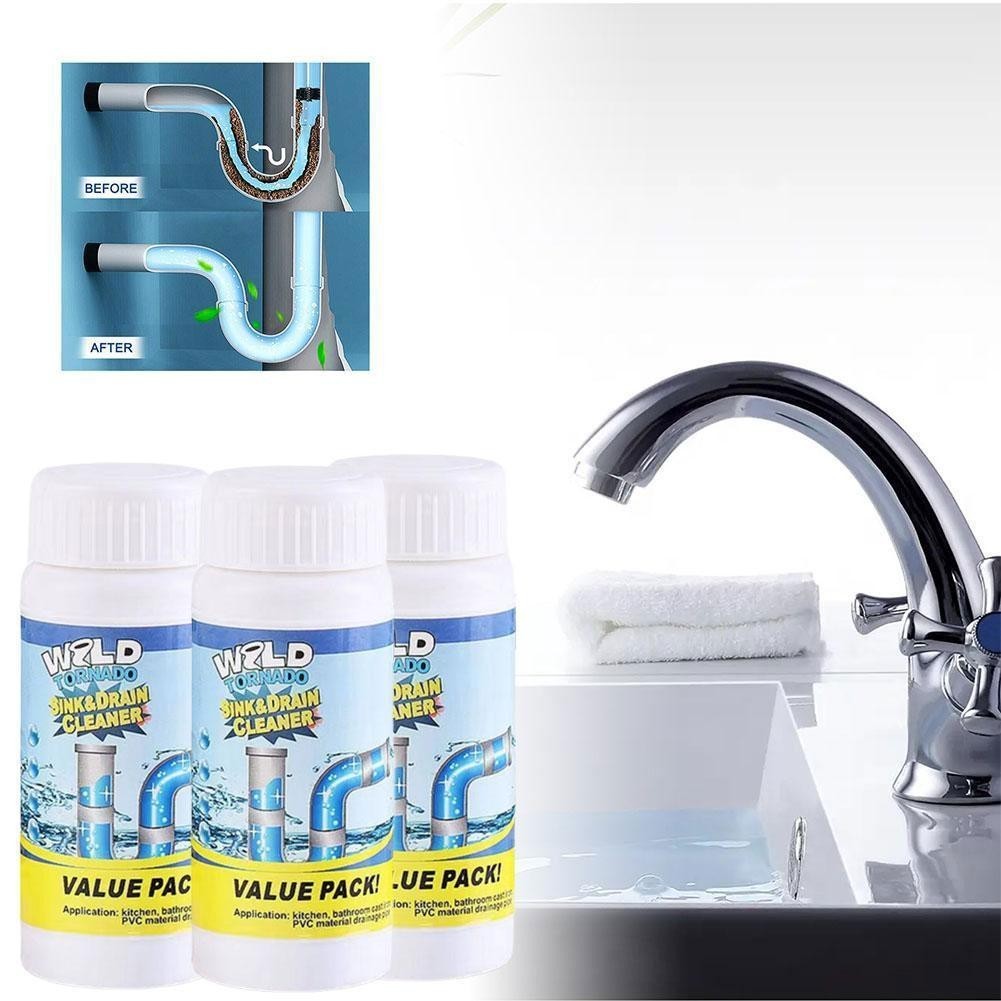 3x Fast Drain Remover Hot Sink Pipe Dredge Quick Foaming Cleaner 3.9 oz/ 110 g
