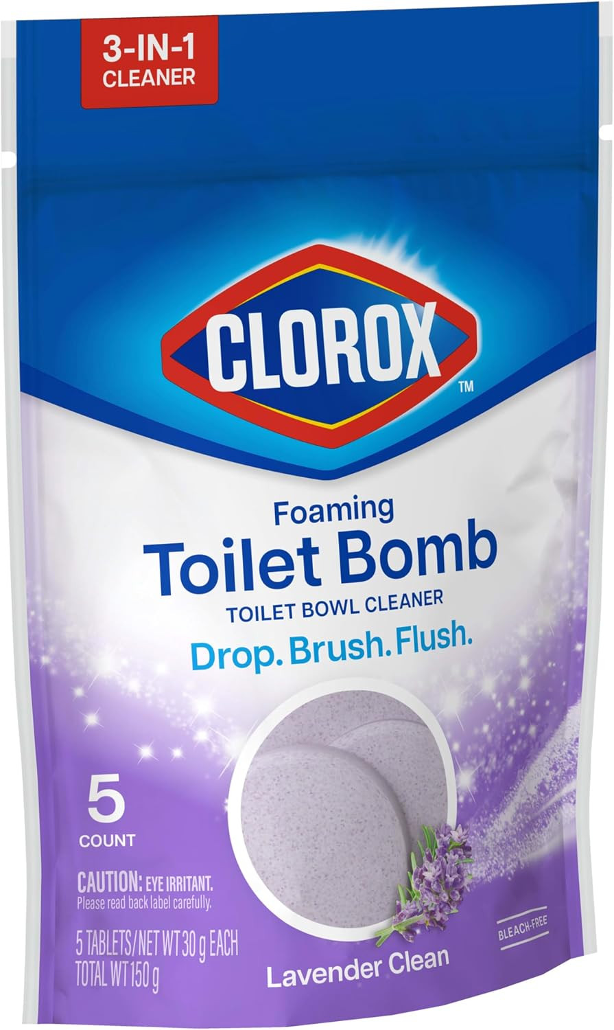 Foaming Toilet Bomb Toilet Bowl Cleaner, Bleach Free, Lavender Clean, 5 Count