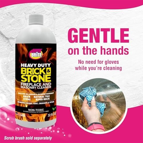 Fireplace & Stone Cleaner 32oz with Scrub Brush – Natural Tile & Marble Cleaner