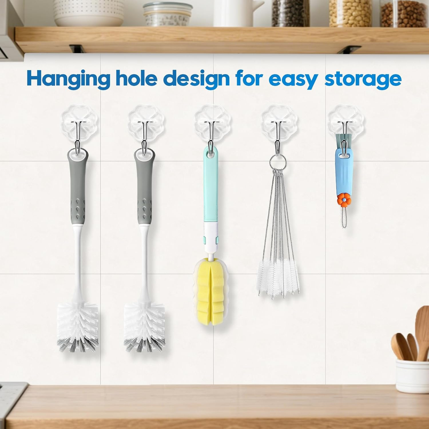 14Pcs Bottle Brush Cleaner Set, Long Handle Bottle Brushes, Sponge Brushes, 3-In