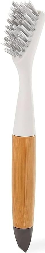 Detail Brush 2 in 1 Crevice Cleaning Grout Brush Stiff Bristle Bamboo Handle