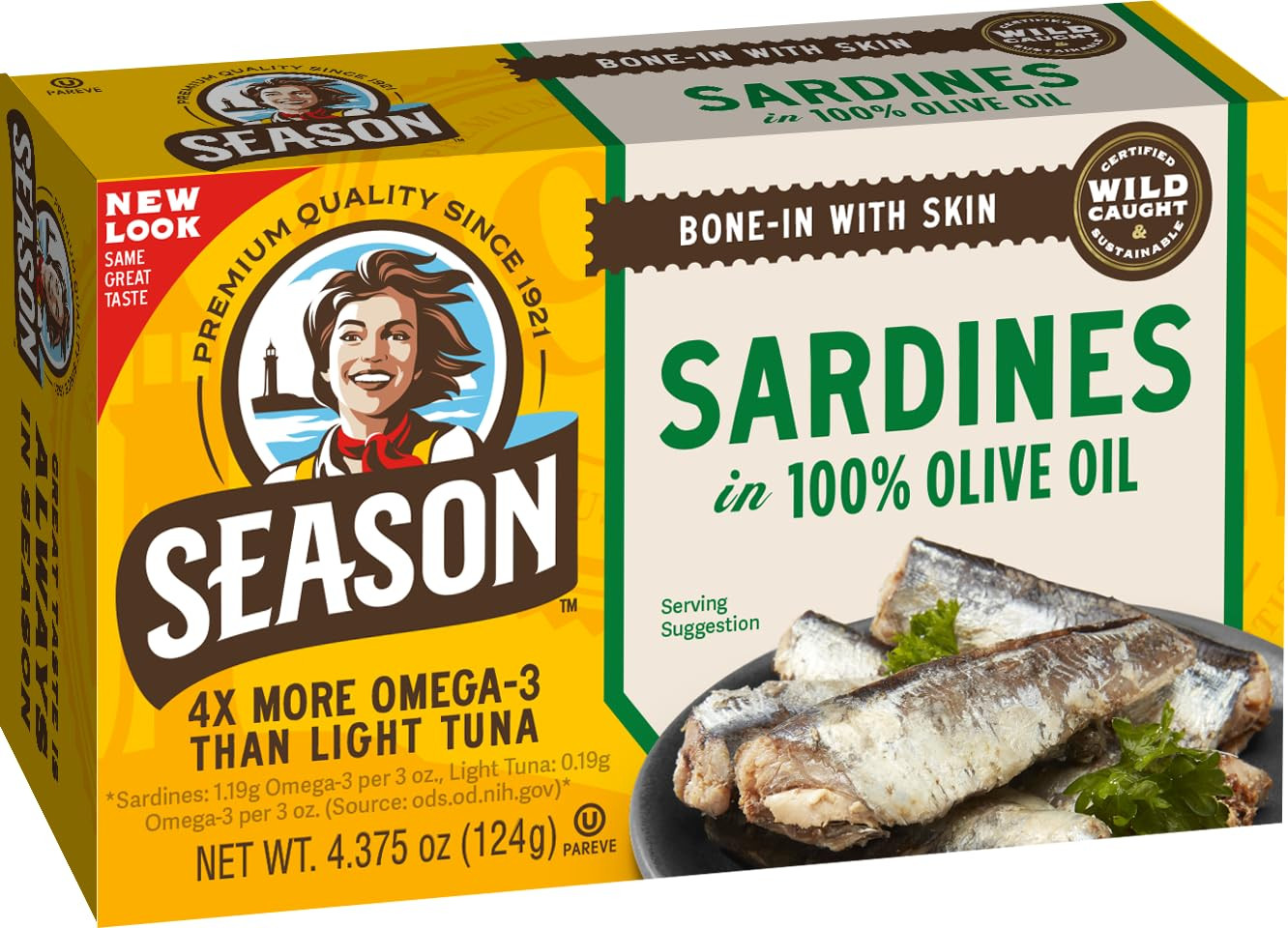 Season Sardines in Olive Oil 24 Pack Wild Caught Keto High Protein 4.37oz