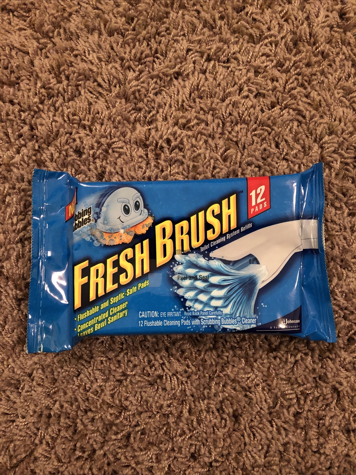 Scrubbing Bubbles Fresh Brush Flushable Cleaning Pads 12 Count Refill Kit NEW
