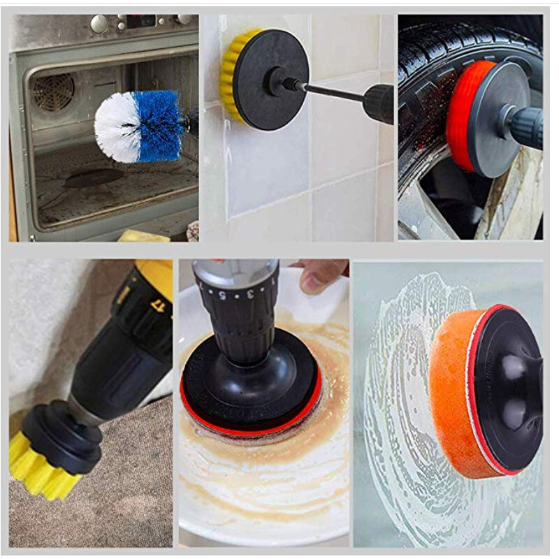 24 Pieces Drill Brush Attachment Set Power Scrubber Cleaning Kit Electric Scrubb