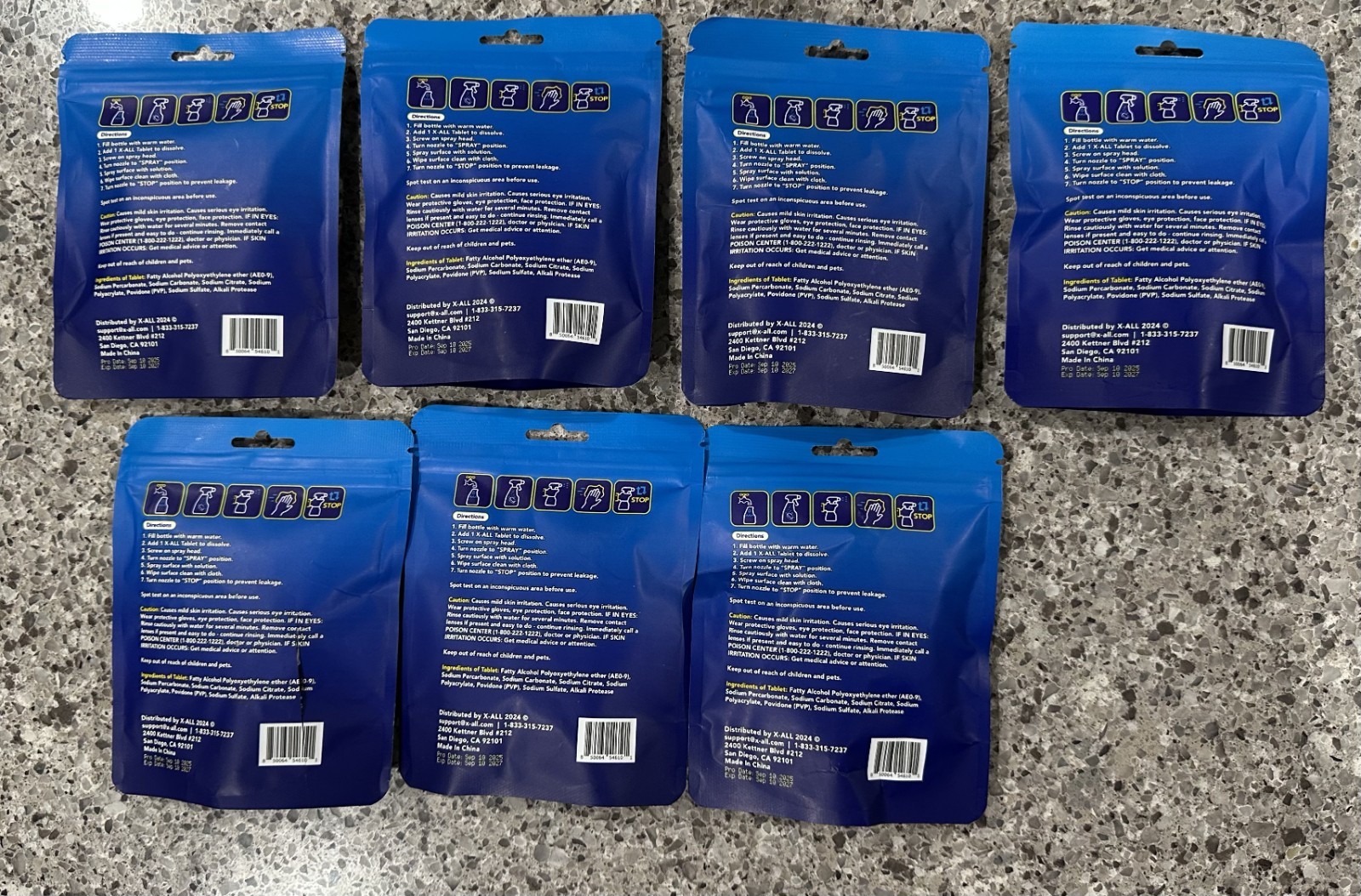 LOT of 7 X-ALL Multipurpose Cleaning 5 X ALL Tablets Per Package EXP: 09/2027