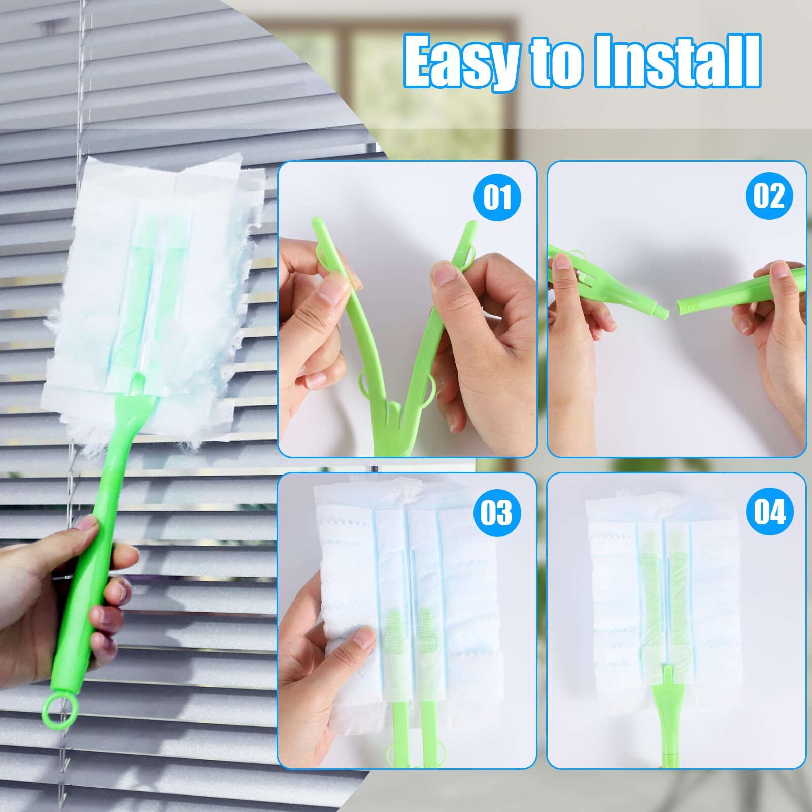 30pcs Disposable Dusters Refills180 Degree Dusters Disposable Duster Heads Blue