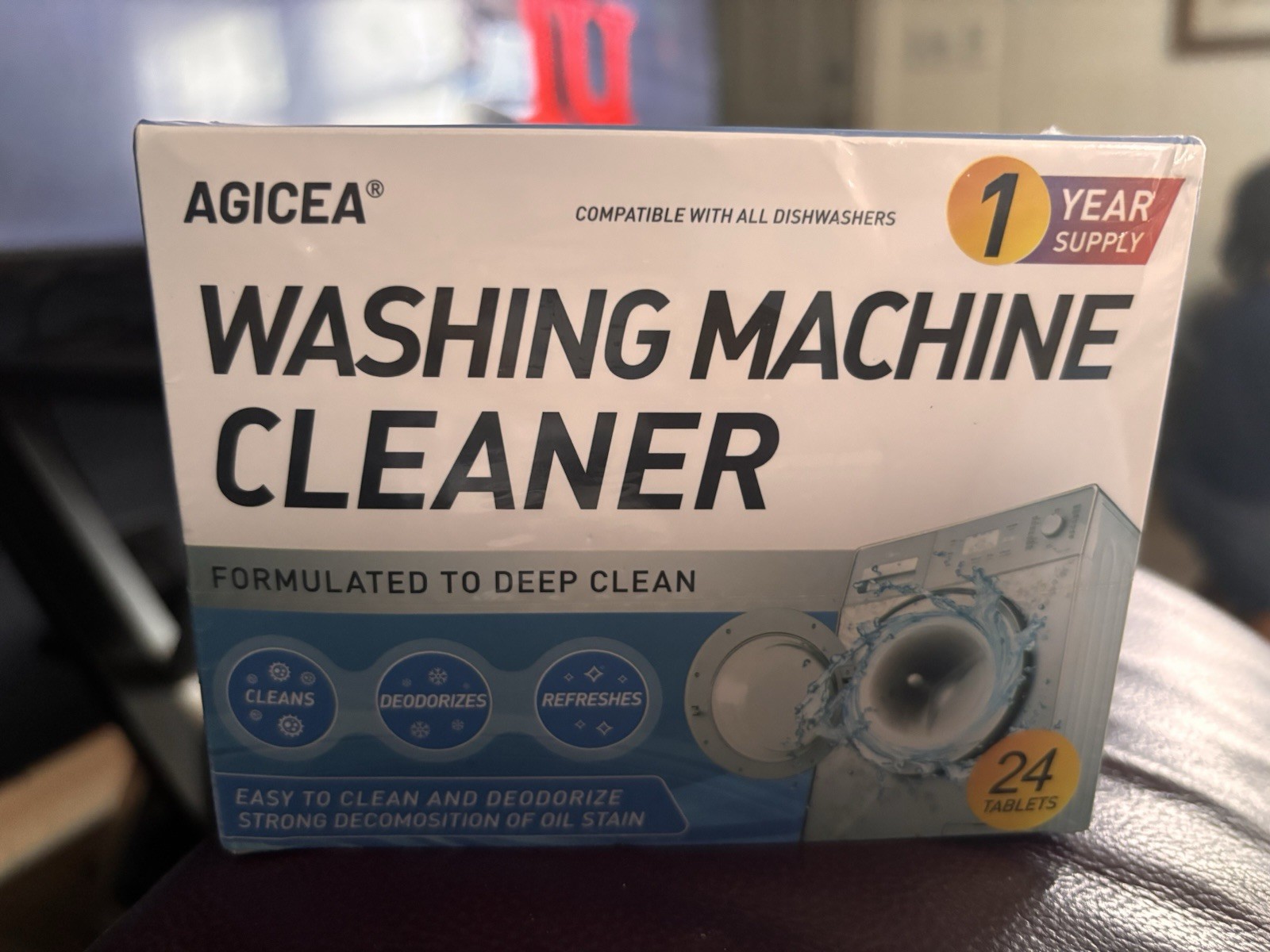 AGICEA Washing Machine Cleaner Tablets 24ct Lemon Deodorizes No Residue