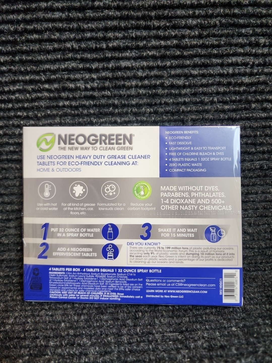 NeoGreen Heavy Duty Grease Cleaner 4 Tablets Per Box