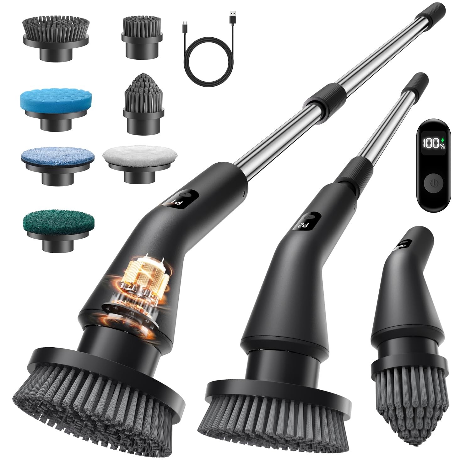 Electric Spin Scrubber, Upgraded IPX7 Cordless Cleaning Brush for Bathroom Sh…