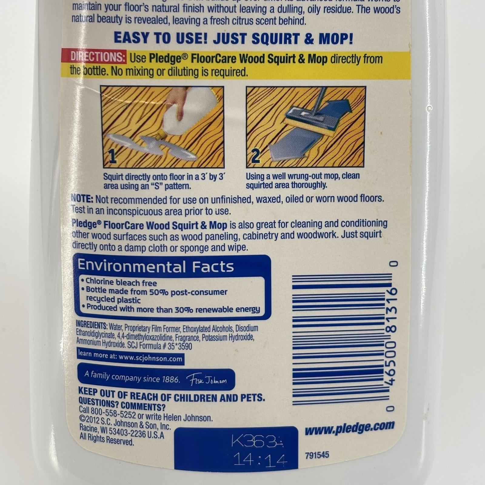 Pledge clean it Floor Care Squirt & Mop Citrus Scent Hardwood Cleaner 27 oz