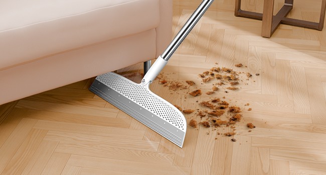 Silicone Floor Squeegee, 180° Rotating Air Broom, Squeegee for Floor with a Long