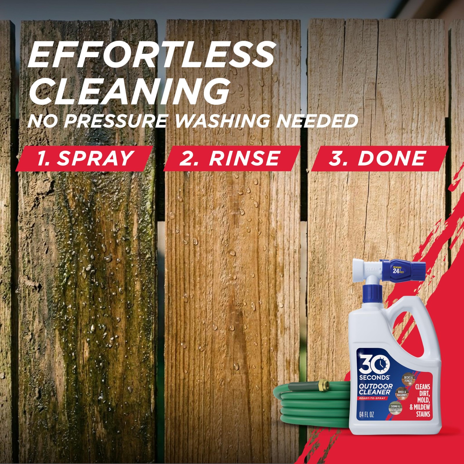 30 SECONDS Outdoor Cleaner 2 Pack with Hose End Sprayer Cleans Stains from Algae