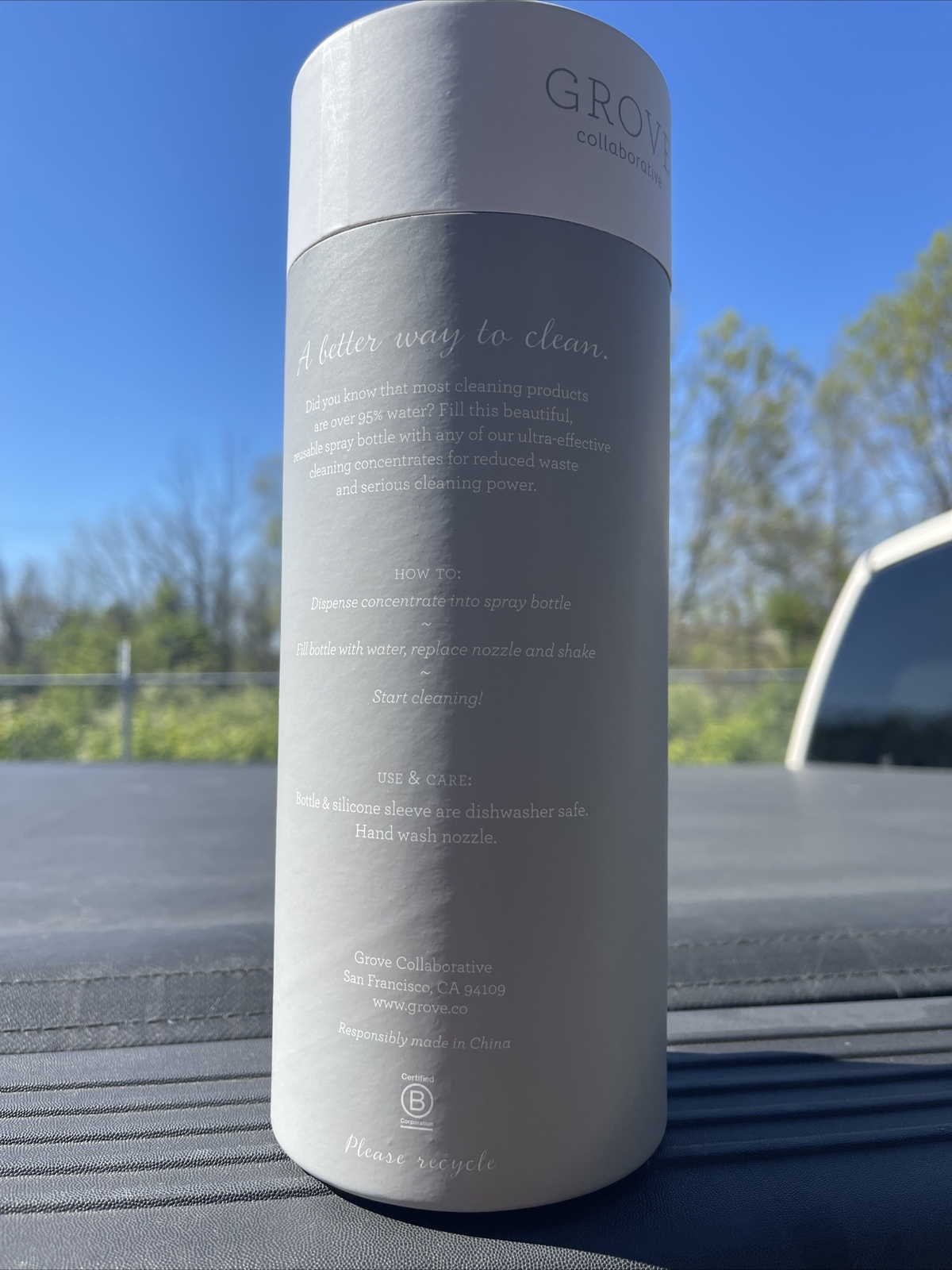 Grove Collaborative 16 oz spray bottle gray silicone sleeve