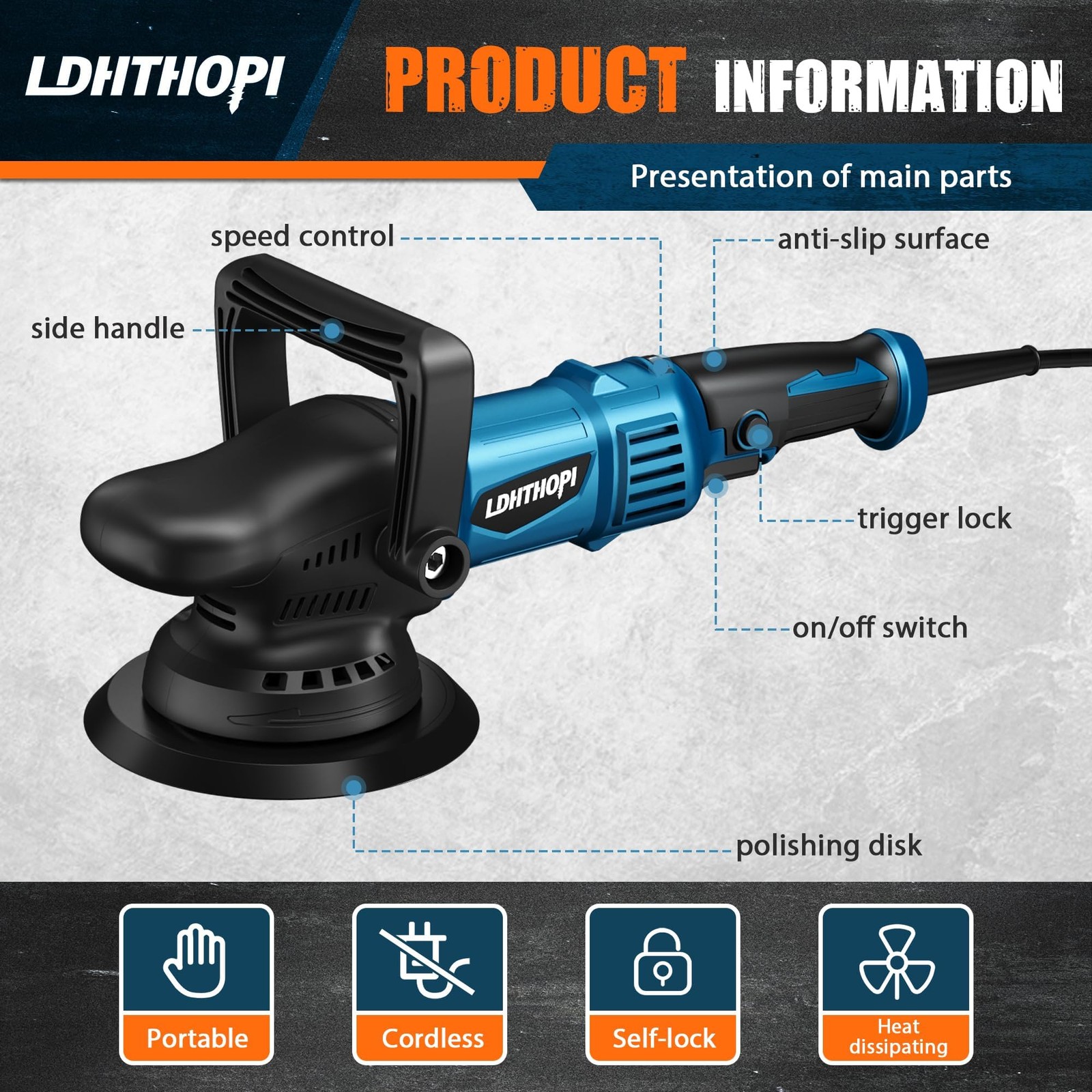 LDHTHOPI Dual Action Polisher, 980W 5/6 Inch, 2026 Upgraded 9MM Random Orbita…