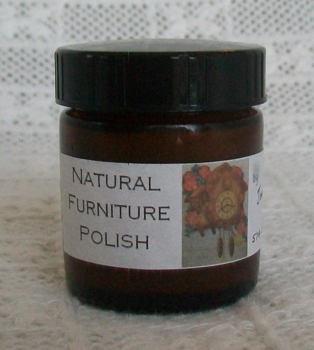 All natural wood furniture polish-1.5 oz. jar, by Jewel Soap-beeswax & olive oil