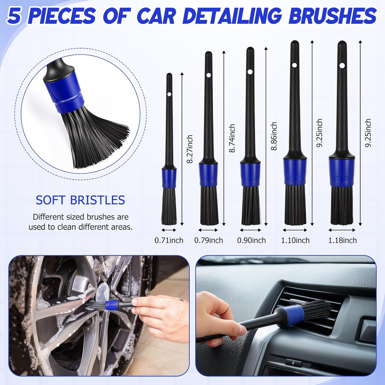 16 Pcs Windshield Cleaner Tool, Car Cleaning Kit with Various Detailing Brushes