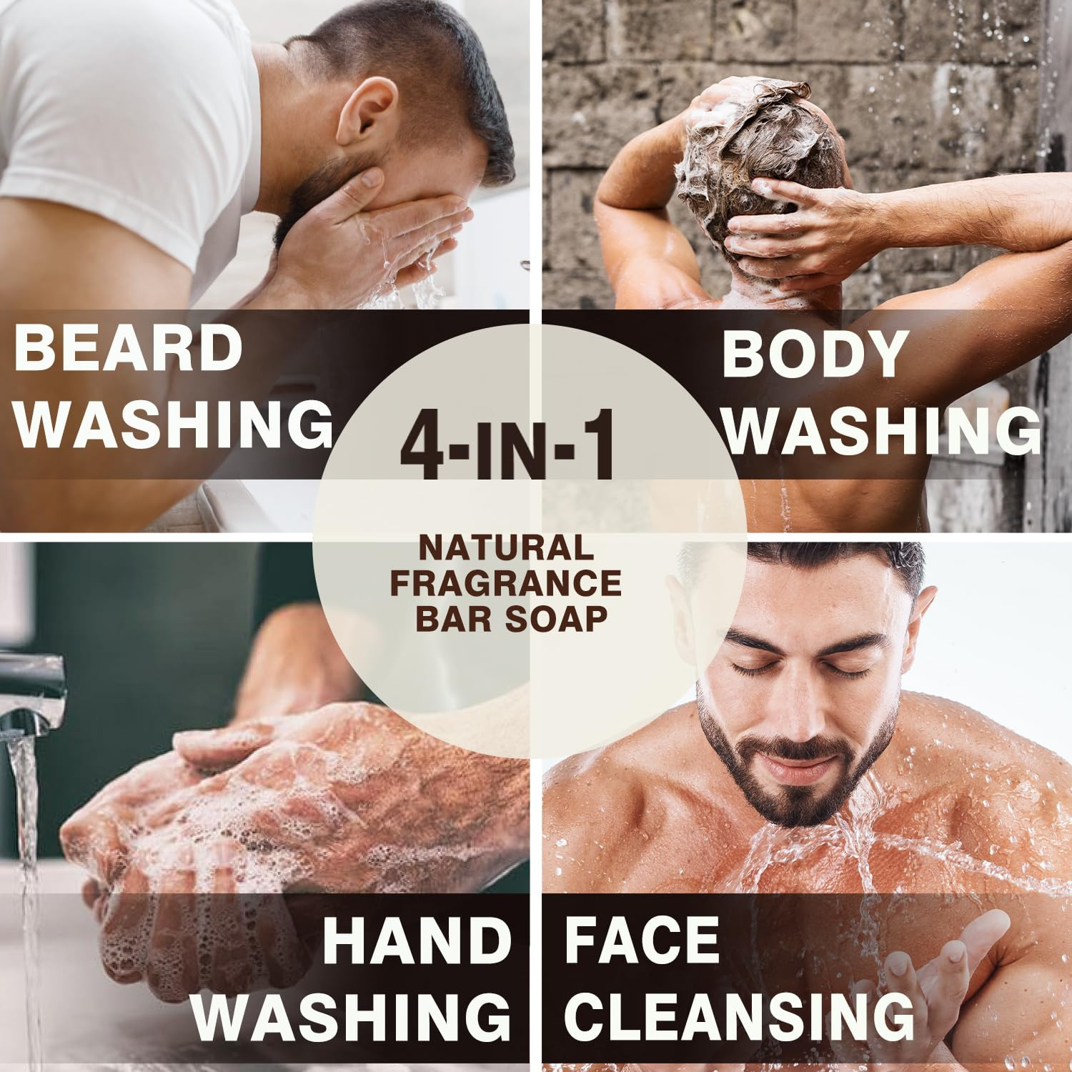Mens Soap Bar Set 6Pcs Natural Handmade Cleansing Bar Soap Set Moisturizing Exfo