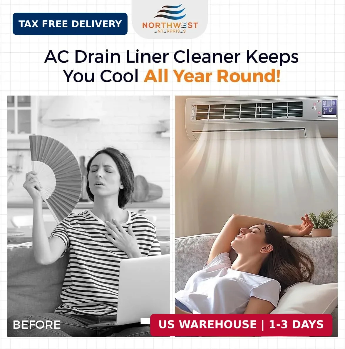 AC Drain Line Cleaner and Unclogger – Air Conditioner Cleaner Prevents Build-Up
