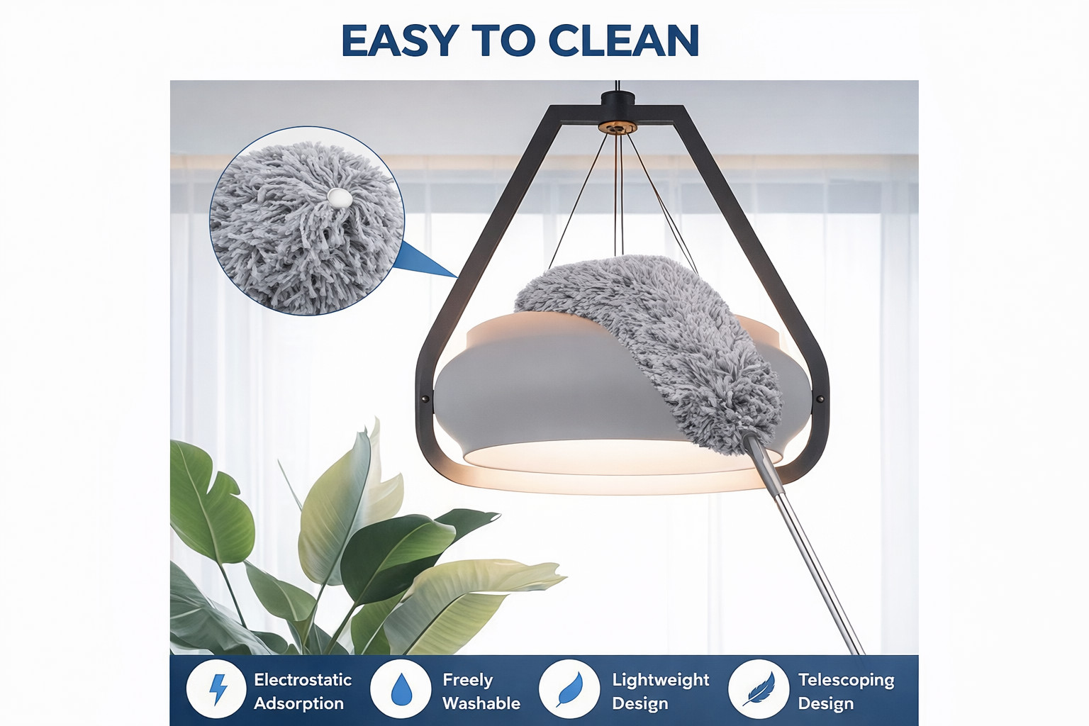 Retractable Gap Dust Cleaner with Extension Pole Under Bed Sofa Appliance Duster