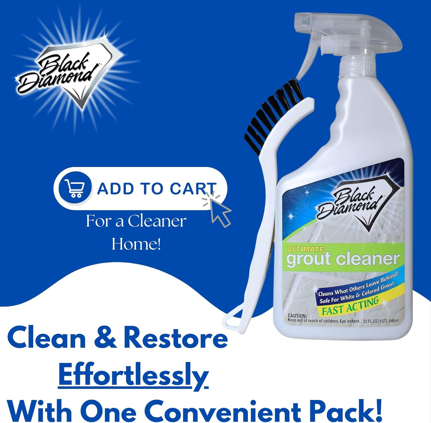 Black Diamond Ultimate Grout Cleaner: Best Cleaner for Tile,Ceramic,Porcelain, M