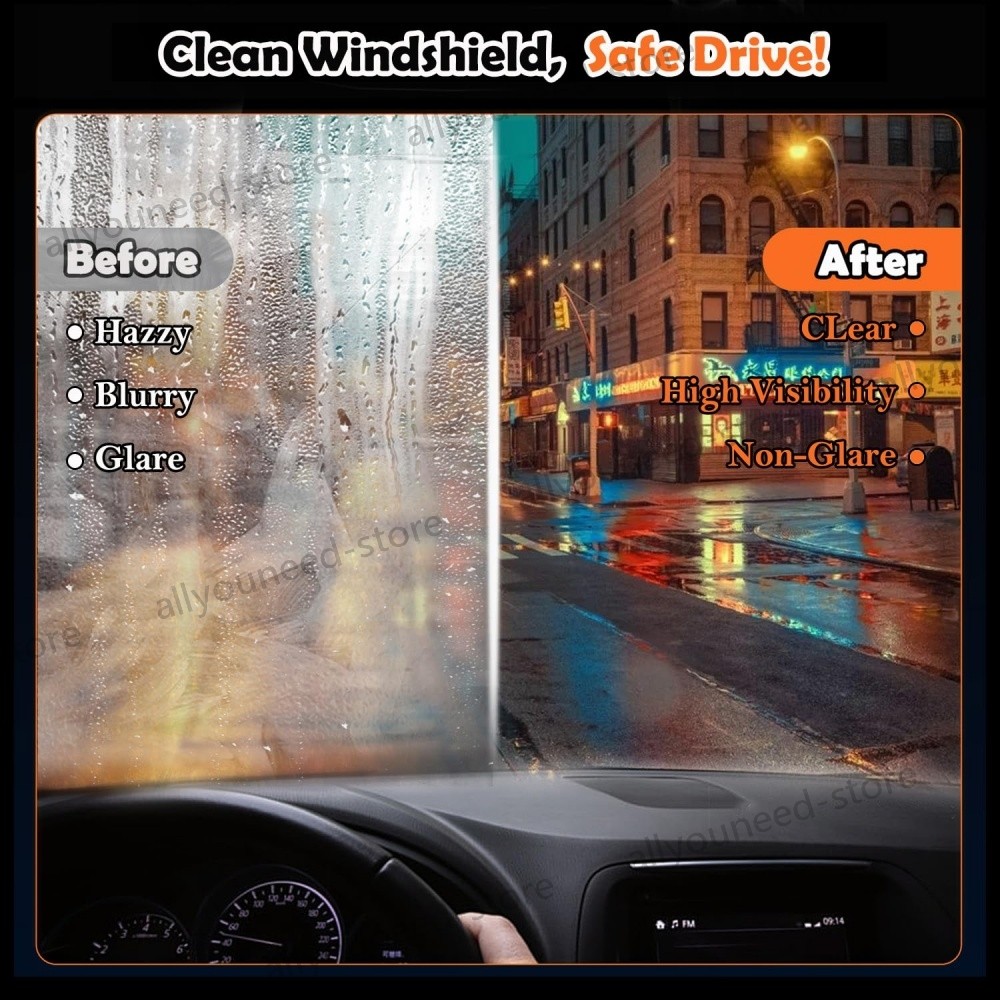 3Pack Car Windshield Glass Emulsion Cleaner, 100ml Auto Oil Film Remover