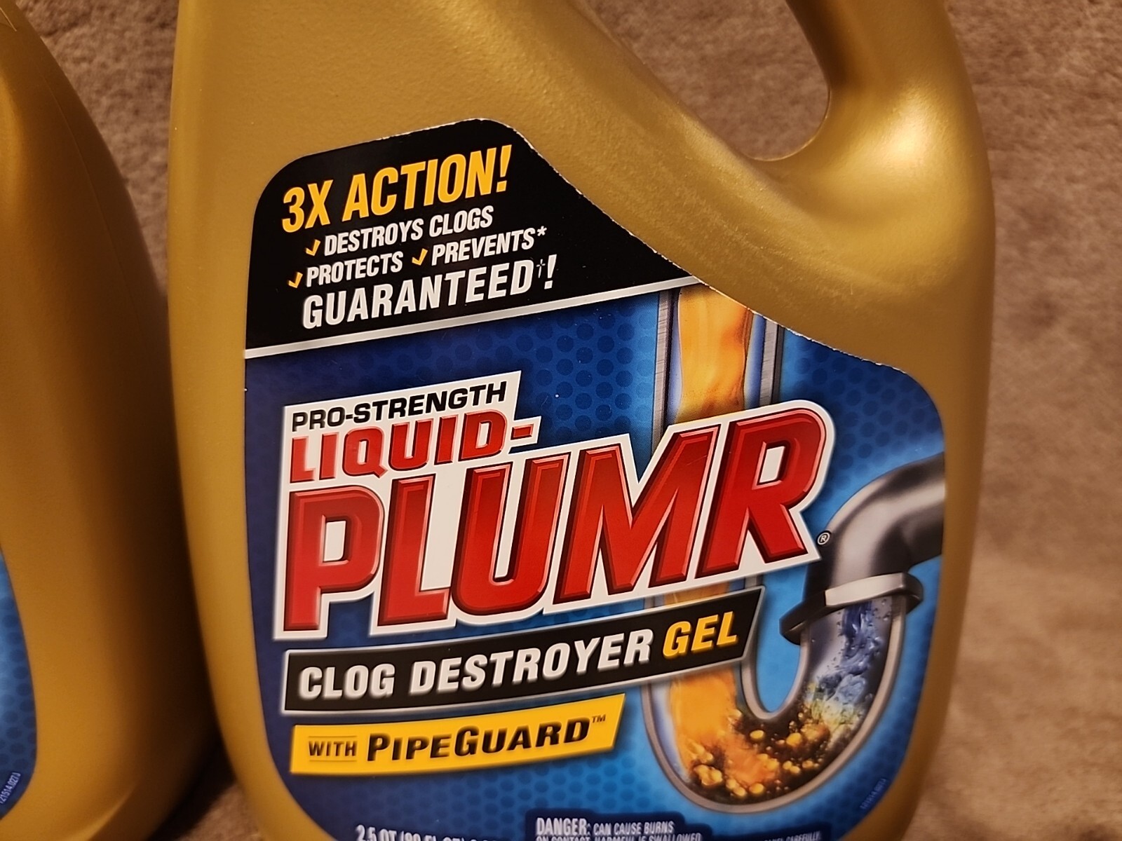 Lot of 2: Liquid PLUMR Pro Strength CLOG DESTROYER GEL Plus Pipe Guard 80 oz ea