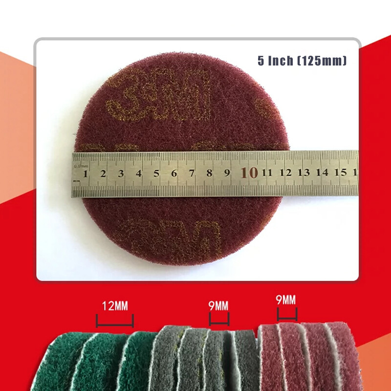 5 Inch 125mm Round Scouring Pad Sanding Discs Cleaning Pads 240/400/1000 Grit