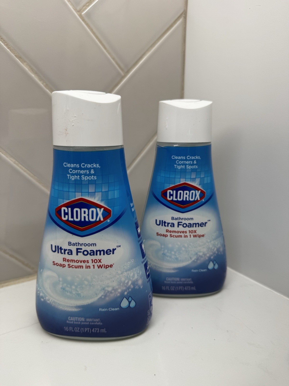 (2) Clorox Bathroom Ultra Foamer, Cleaner Spray Refill, Rain Clean, 16 Fluid Oz