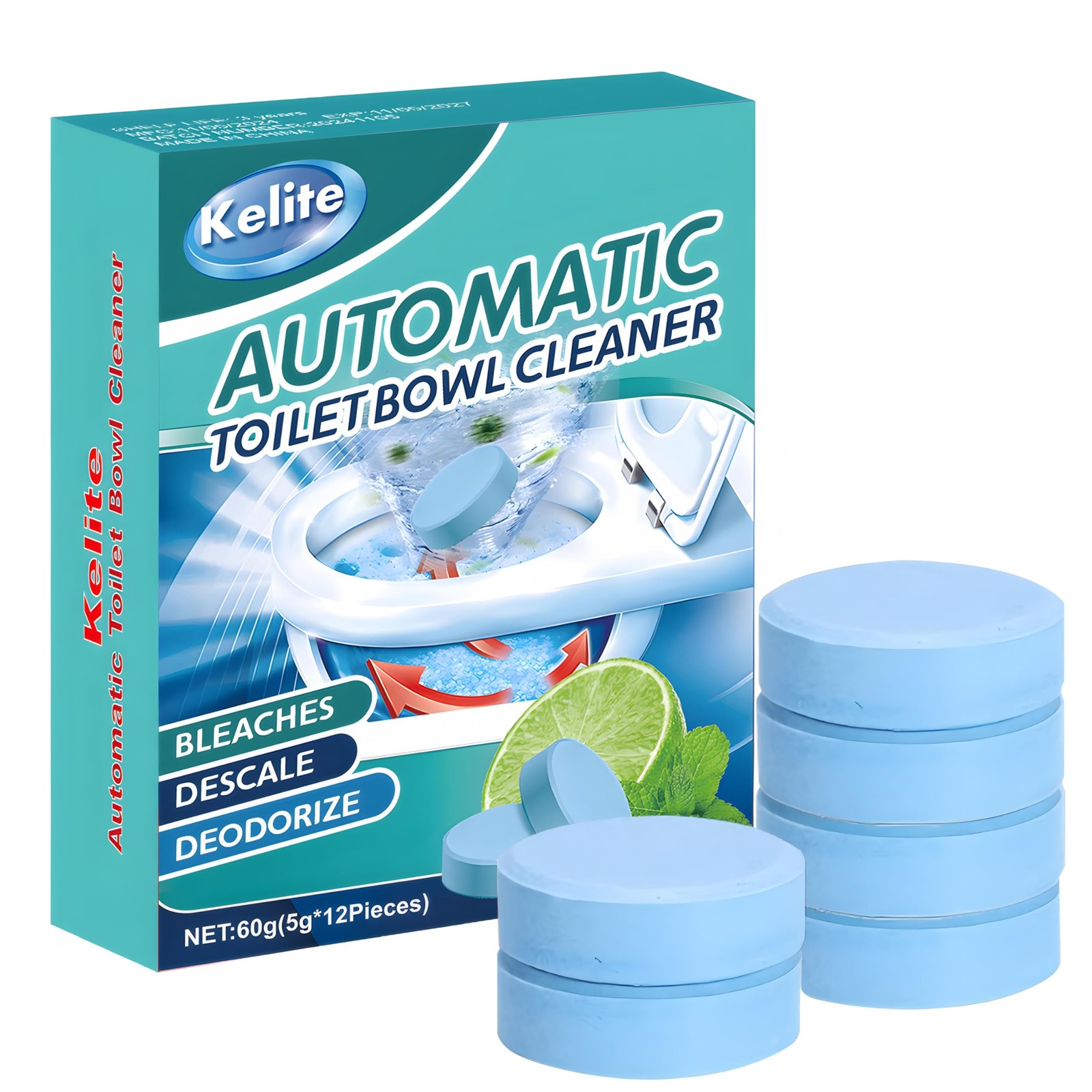 Automatic Toilet Bowl Cleaner Tablets White Toilet Tank Cleaners, Septic-Safe…