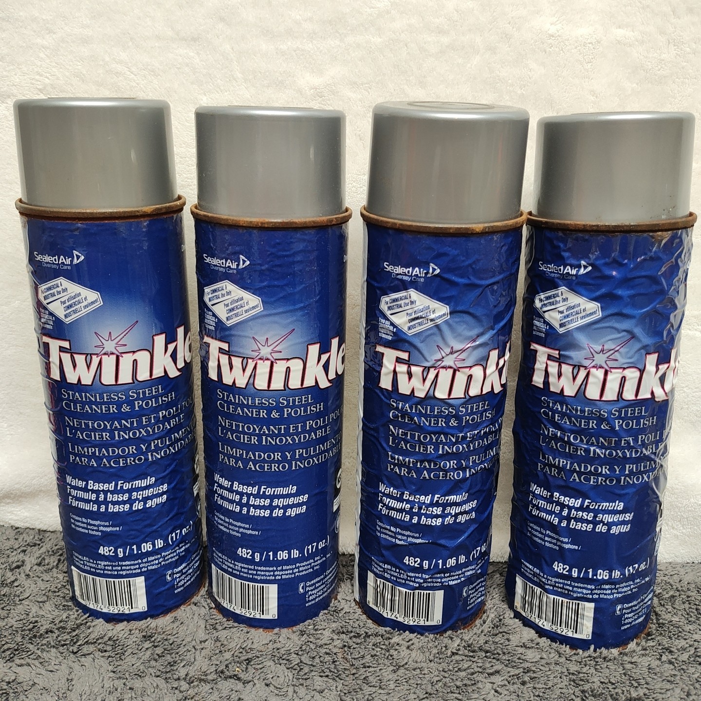 DIVERSEY 991224 17 oz. Twinkle Stainless Steel Polish Lot Of 4 Cans Rusty Cans