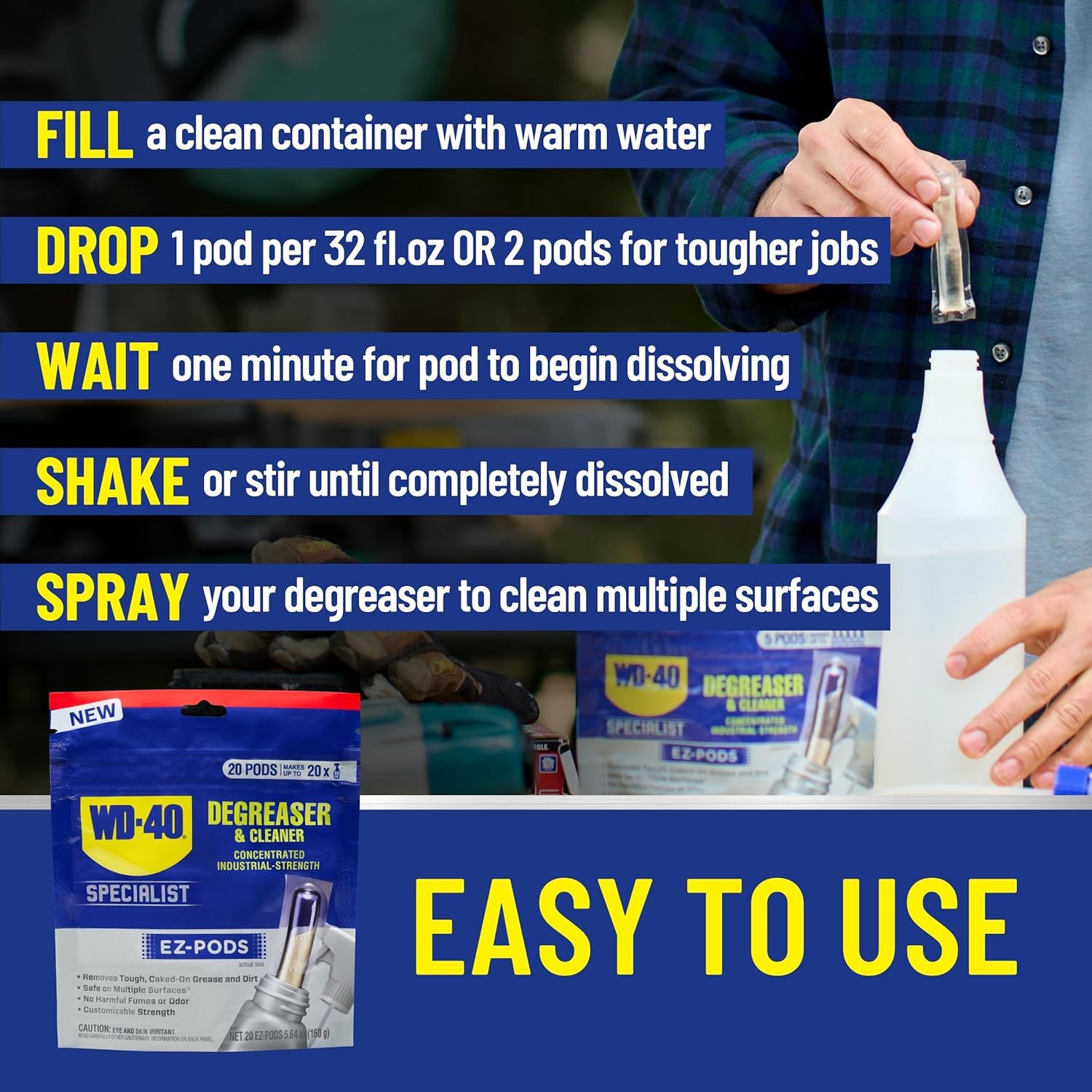 WD 40 Degreaser Cleaner EZ PODS Multi Surface Cleaning Pack of 20