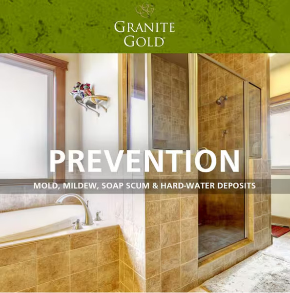 24 oz Gold Shower Cleaner for Quartz, Granite & Marble – No Phosphates, USA Made