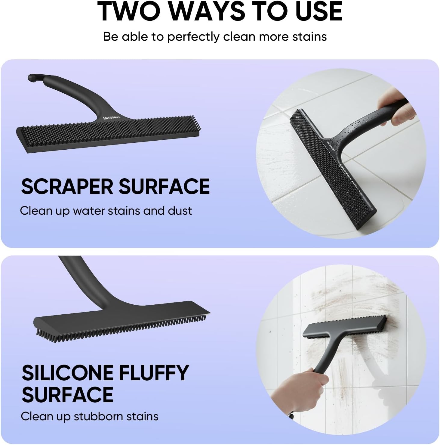 Shower Squeegee for Shower Glass Door Bathroom Accessories, Dual Head Wiper