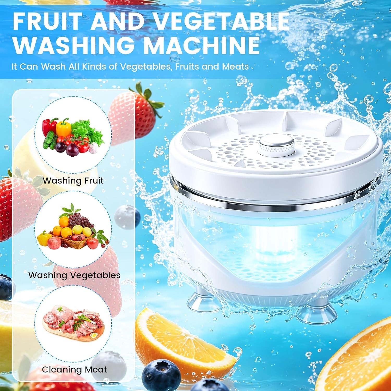 Cordless Fruit and Vegetable Washing Machine, Vegetable Cleaner Device, Porta…