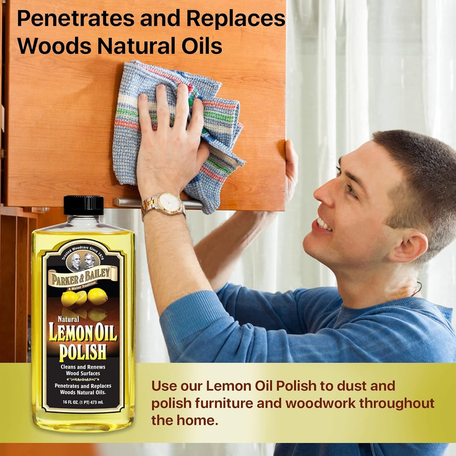 Lemon Oil Polish – Natural 16 oz Cleaner for Antiques and Modern Wood
