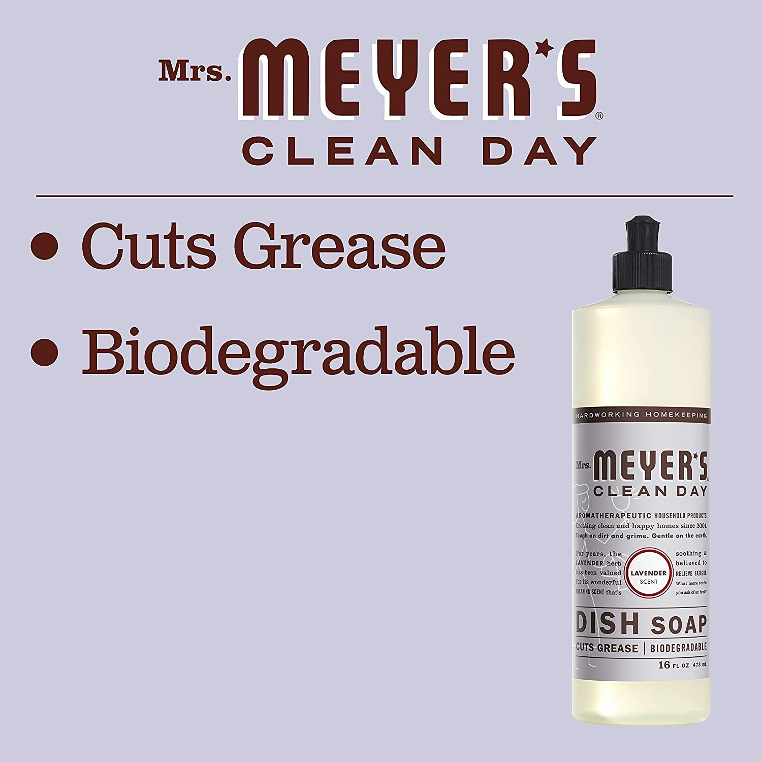 Mrs. Meyer’s Clean Day Liquid Dish Soap, Lavender, 16 Fl. Oz – Pack of 3