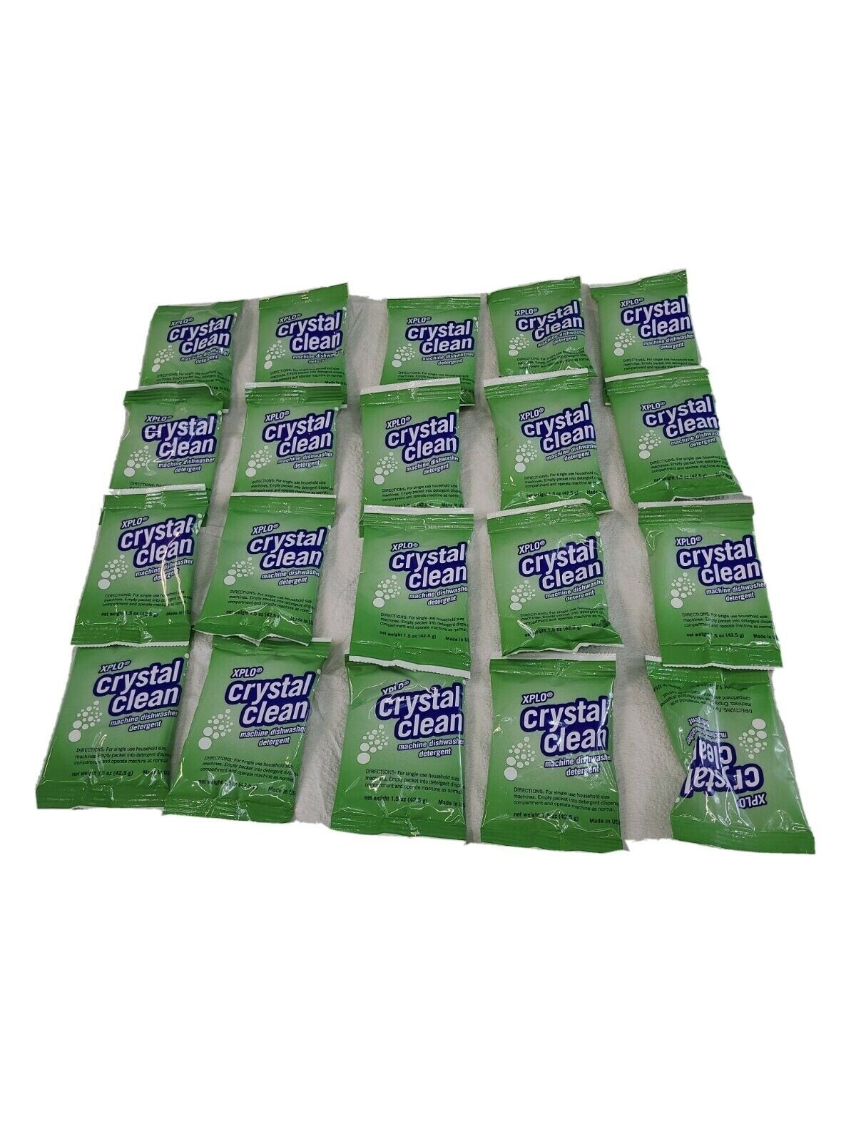 Crystal Clean Dishwasher Detergent 1.5 oz Single Portion Packets-LOT OF 20