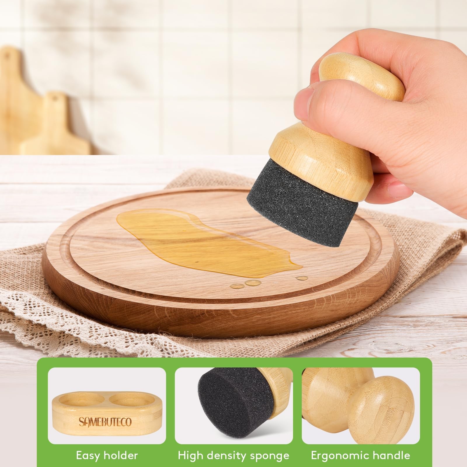 Cutting Board Oil Wax Applicator for Food Grade Mineral Oil Board Natural Bam…